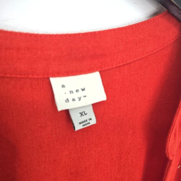 A New Day Linen Blend Plus Size Romper/Mini Jumpsuit Womens Size XL Tangerine Or - Picture 7 of 7